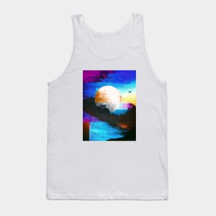 Digital Moon on Colorful Background Blue Moon Tank Top